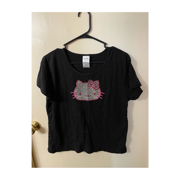 Y2K Sanrio Hello Kitty Studded Glitter T Shirt - Picture 1 of 3